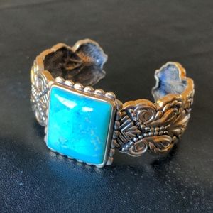 Barse turquoise and gold cuff